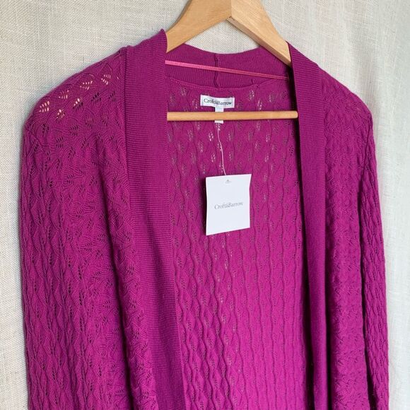 Croft & Barrow Womens Open Knit Cardigan Size M Vacation Beachy Tropical Layers - Picture 2 of 14